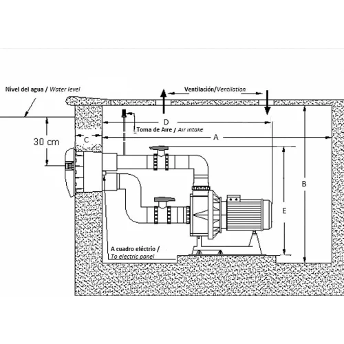 JC45_Gegenstromanlage KA300M Hidrojet std. Folienbecken rechteck, Frontplatte