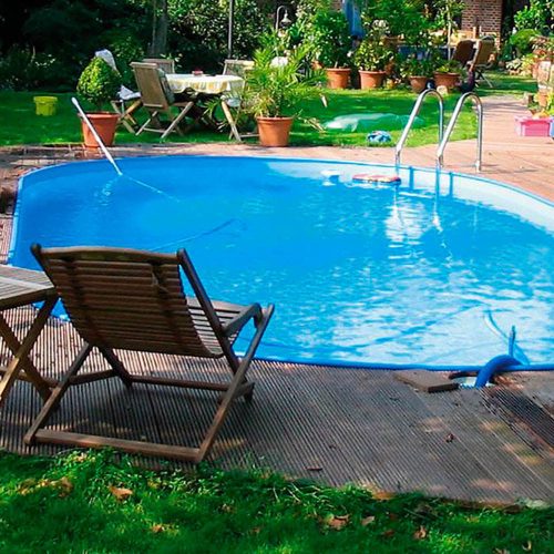 Monaco Stahlmantelbecken oval 4,16 x 8,00 x 1,2m mit 0,6mm blauer Folie