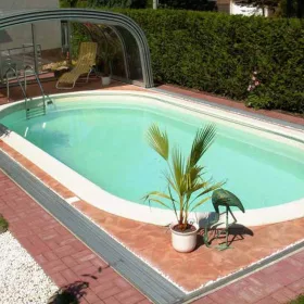   Monaco Stahlmantelbecken oval 3,2x 5,25x 1,2m mit 0,6mm sandfarbener Folie