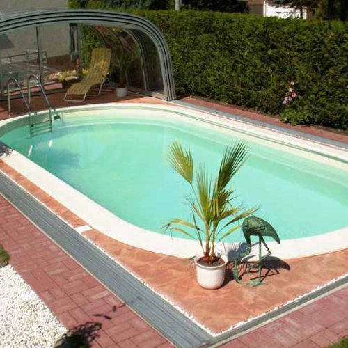 Monaco Stahlmantelbecken oval 3,2x 5,25x 1,2m mit 0,6mm sandfarbener Folie