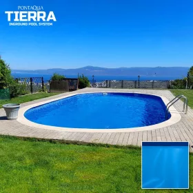   Tierra Blue Pool, 8x4x1,5 m oval, Stahlmantebecken mit  0,8 mm blauer Folie