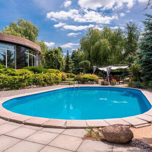 Tierra Blue Pool, 6x3x1,5 m oval, Stahlmantebecken mit  0,8 mm grau Folie