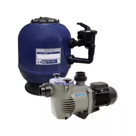   KRIPSOL KS EVO Filterpumpe 27,8 m3/h 1~ D63 1,5 kW IE2 + KRIPSOL S1 Polyester-Sandfilter D900 32 m3/h mit Umschaltventil