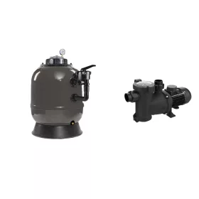   QP Antracita Filterkessel D600 + QP Geos Pro 13m3/ Std Filterpumpe 0,55 kW